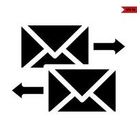 mail and arrow glyph icon vector