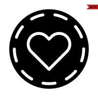 heart in button glyph icon vector