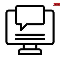 speech bubble with computer line icon vector