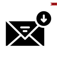 mail and arrow in button glyph icon vector