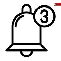 bell notification with number in button line icon vector