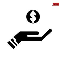 money in button with in over hand vector