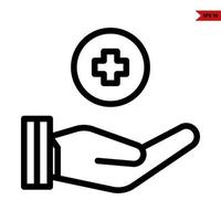 Medicine in button with in over hand line icon vector