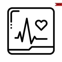 beat with heart  in monitor line  icon vector