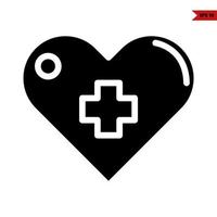 medicine in heart glyph icon vector