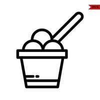 ice cream in bucket line icon vector