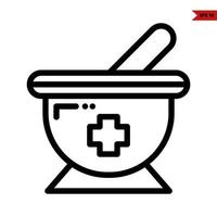 Medicine in bowl line icon vector