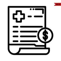 Medicine in paper document with money coin line icon vector