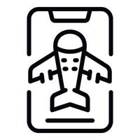 Plane virtual travel icon outline vector. Summer map vector