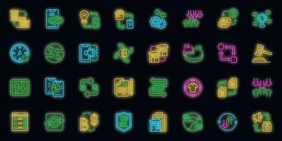 Barter icons set vector neon