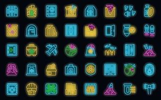 Bomb shelter icons set vector neon