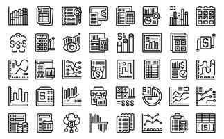 Financial report icons set outline vector. Budget value vector