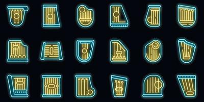 Kantele icons set vector neon