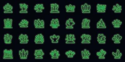 Algae icons set vector neon