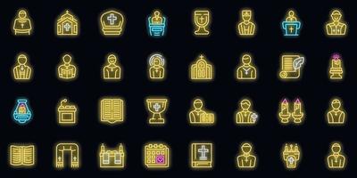 Chaplain icons set vector neon