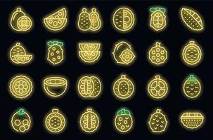 Jackfruit icons set vector neon