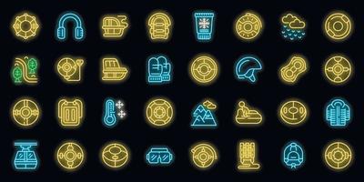 Snow tube icons set vector neon