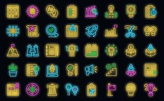 Launch project icons set vector neon