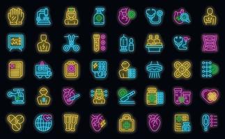 Cardiac surgeon icons set vector neon
