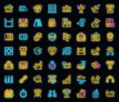 Dog school icons set vector neon