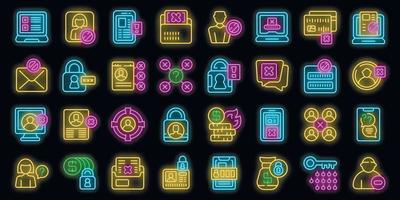 Account blocking icons set vector neon