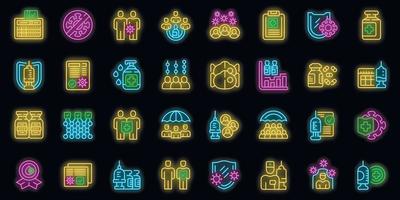 Herd immunity icons set vector neon