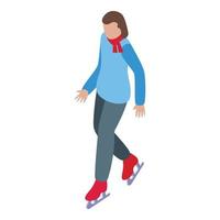 Woman skate icon isometric vector. Ice rink vector