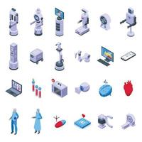 Artificial intelligence in medicine icons set isometric vector. Ai healthcare vector