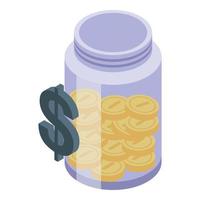 Money jar icon isometric vector. Social esg vector