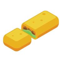 Cutted spring roll icon isometric vector. Chinese menu vector