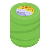 Green spring roll icon isometric vector. Chinese menu vector