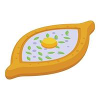 frito khachapuri icono isométrica vector. comida Cocinando vector