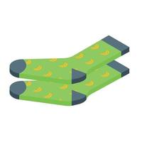 Green socks icon isometric vector. Fashion funny vector