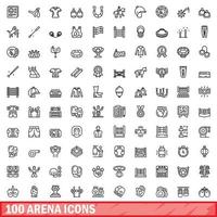 100 arena íconos colocar, contorno estilo vector