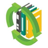 Recycling concept icon isometric vector. Multicolored binder in recycling symbol vector