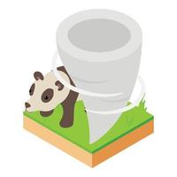 Tornado icon isometric vector. Strong whirlwind on piece of land with panda icon vector