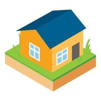 Abandoned house icon isometric vector. Old onestory house on overgrown land plot vector