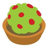 Flower pot icon isometric vector. Bright flowering decorative plant in round pot vector