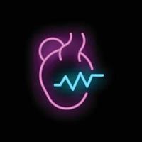 Heart rate care icon neon vector