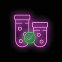 Test tube lab icon neon vector