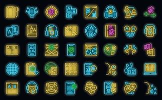 Interpreter icons set vector neon