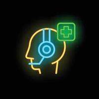 Medical call center icon neon vector