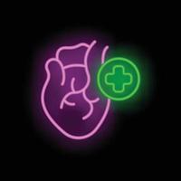 Patient heart icon neon vector