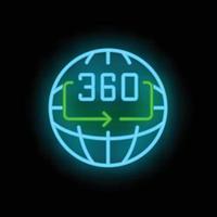 Global vr icon neon vector
