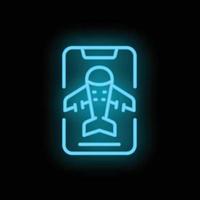 Plane virtual travel icon neon vector