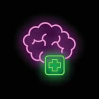 Brain care icon neon vector