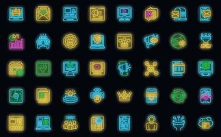 Subscription service icons set vector neon