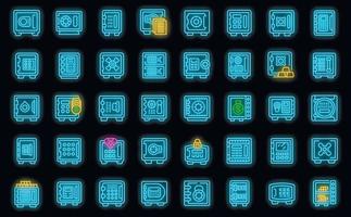 Deposit box icons set vector neon