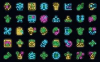 Making decisions icons set vector neon