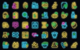 Good health icons set vector neon